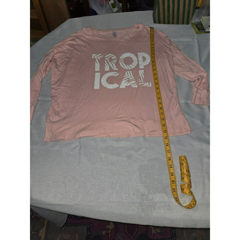 Secret Treasures Pink "Tropical" Graphic Long-Sleeve Pullover Top M (8-10)